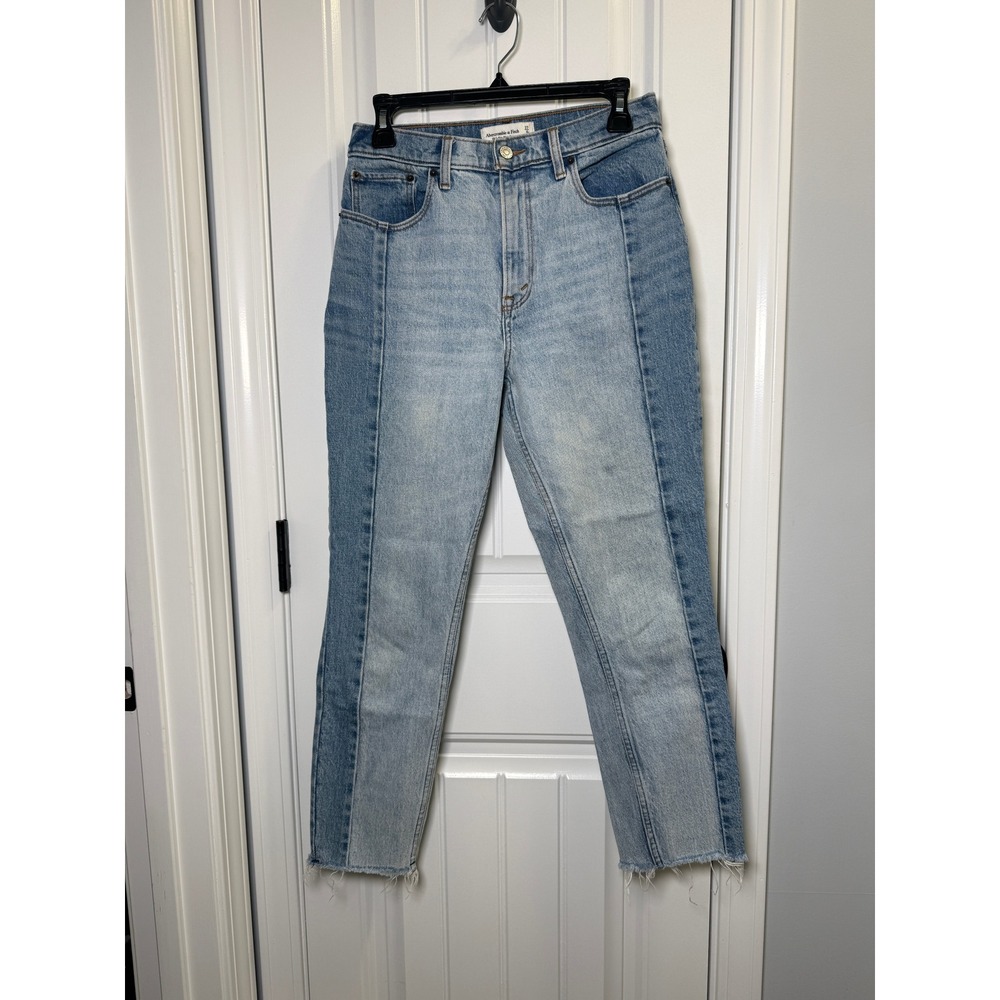 Abercrombie Mom Jeans Blue Two Tone Colorblock Vintage Y2K Streetwear 27 4